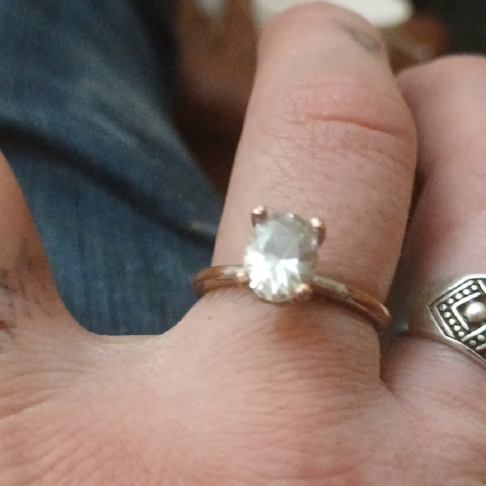 Classic Solitaire Gold-Tone Ring with Clear Stone - Women Jewelry